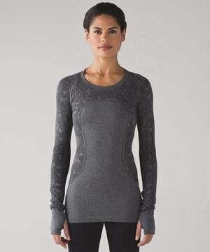 Lululemon Women’s Swiftly Tech Long Sleeve Crew Heathered Black Size 10 Sporty